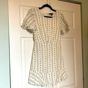 Sweet Flutter-sleeve Minidress with Tiny Rose Pattern